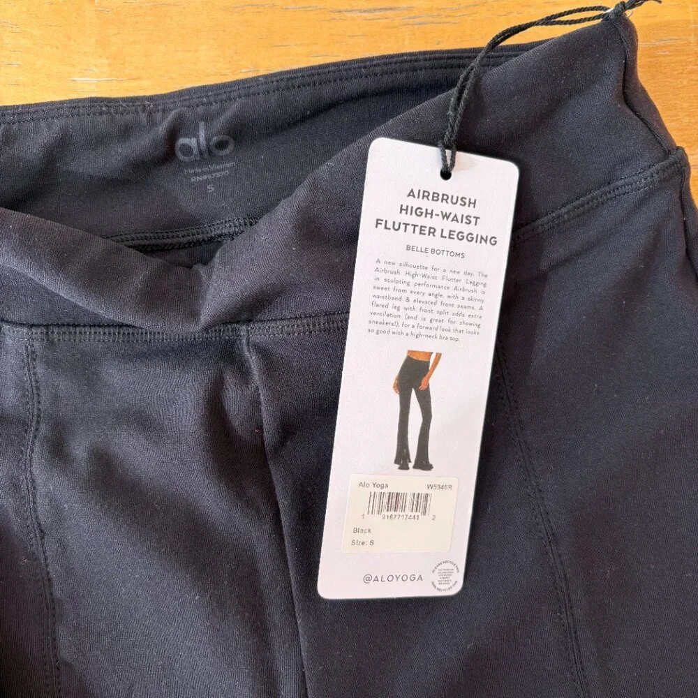 Alo Yoga Airbrush High Waist Flutter Legging, Black, Small - Picture 7 of 7